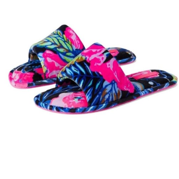 NWT Lilly Pulitzer Maritime Slippers in Onyx Earned Stripes 9/10 w gift bag - Picture 2 of 4